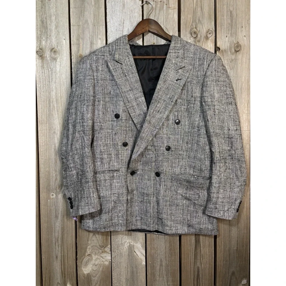 Vintage 70s/80s Mens Jones New York Silk Double Breasted‎ Blazer 🖤🤍